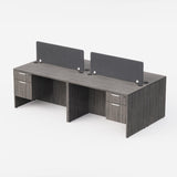 Sheridan Collaborative Benching 96"W x 48"D with Locking Hanging Box/File Pedestals & Dividers - Stone Gray