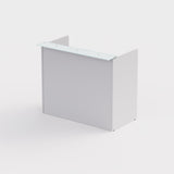 Sheridan 4-Ft. Reception Desk Shell with Super White Glass Top, 48"Wide x 24"D x 42"H, White