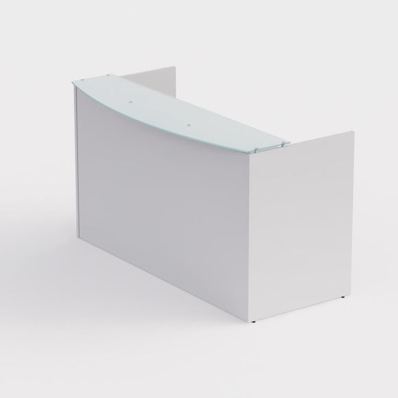 Sheridan Reception Desk Shell with Ultra White Glass Floating Transaction Counter, 72