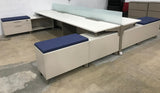 Pre-Owned 72" Benching L-Shape Work Station, White/Silver