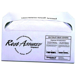 Rochester Midland Half-Fold Toilet Seat Covers, 250 Sheets Per Pack, Carton Of 4 Packs