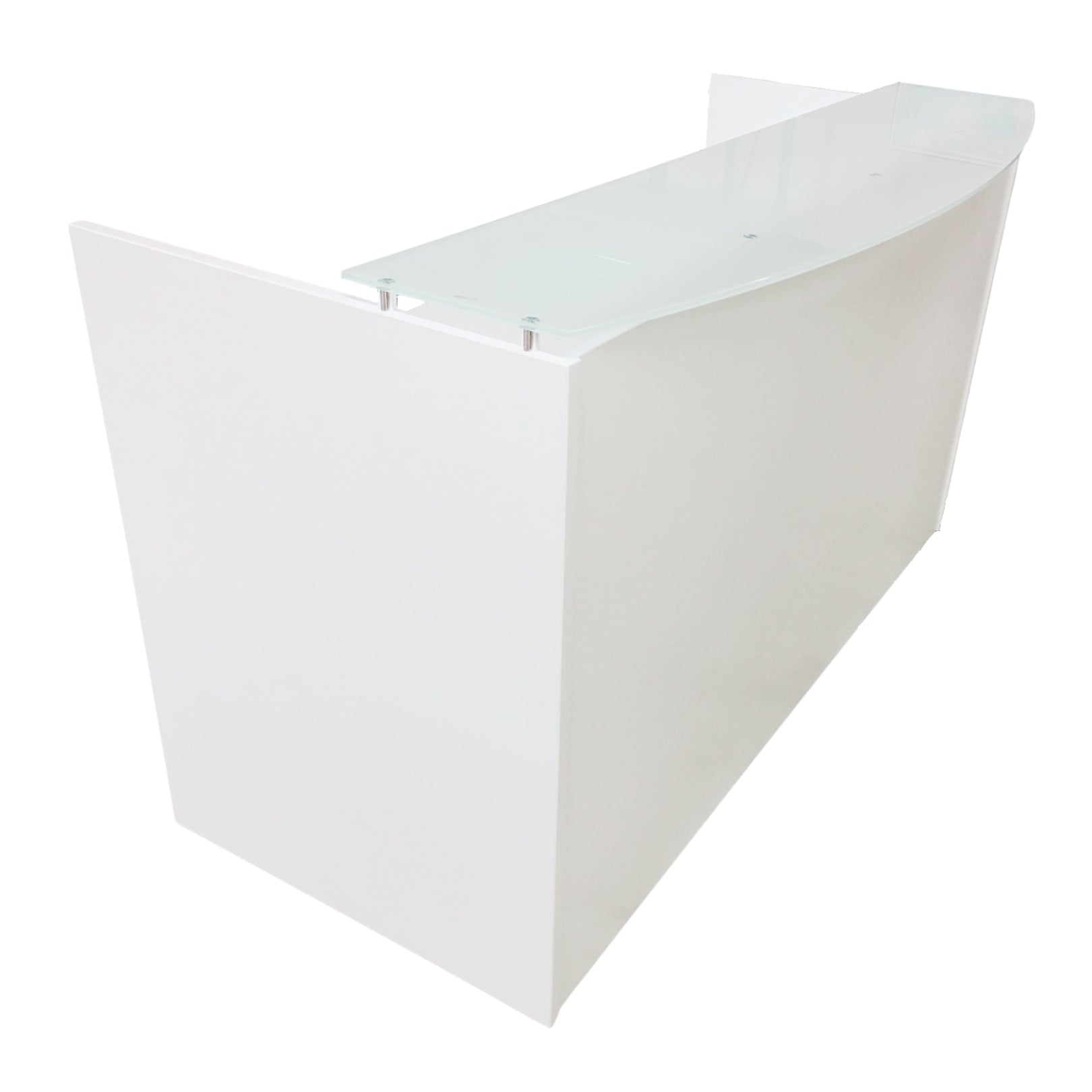 Sheridan Reception Desk Shell with Ultra White Glass Floating Transaction Counter, 72