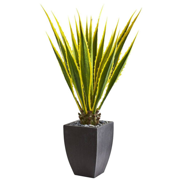 4’ Agave Artificial Plant in Black Planter