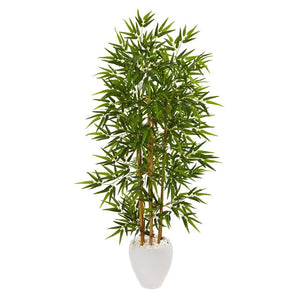 63” Bamboo Artificial Tree in White Planter