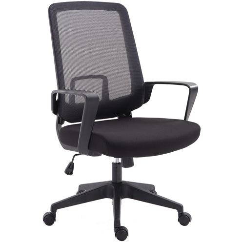 The Edge Mesh-Back Manager/Conference Chair with Tilt Lock with Fabric Seat, Black
