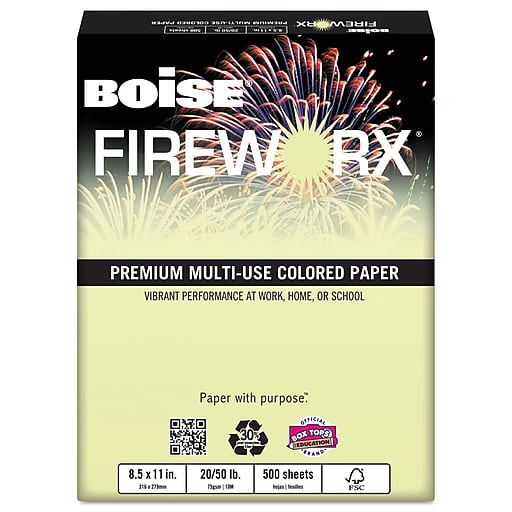 Boise FIREWORX Premium Multi-Use Colored Paper , 8 1/2 x 11 , Garden Springs Green (Case or Ream)