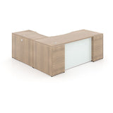 Chiarezza L-Shaped Desk with Glass Modesty Panel