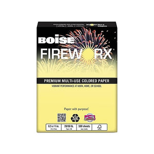 Boise FIREWORX Premium Multipurpose Paper, 20 lbs, 8.5" x 11", Crackling Canary (Case or Ream)
