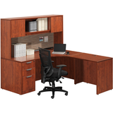 Empresario Business L-Shaped Desk Workstation with Hutch