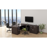 Empresario Executive Bow Front L-Shaped Desk with Mixed File and Box/Box/File Pedestal